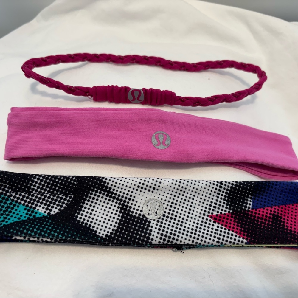 lululemon athletica Pink and Multicoloured 3-Pack Headband Set